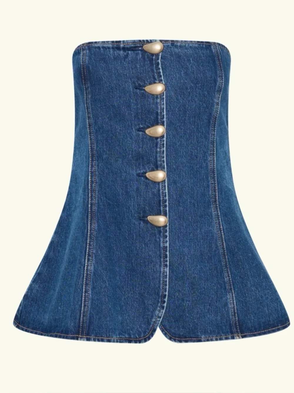 MESHKI Lennox Strapless Long Line Button Top - Picture 2 of 4